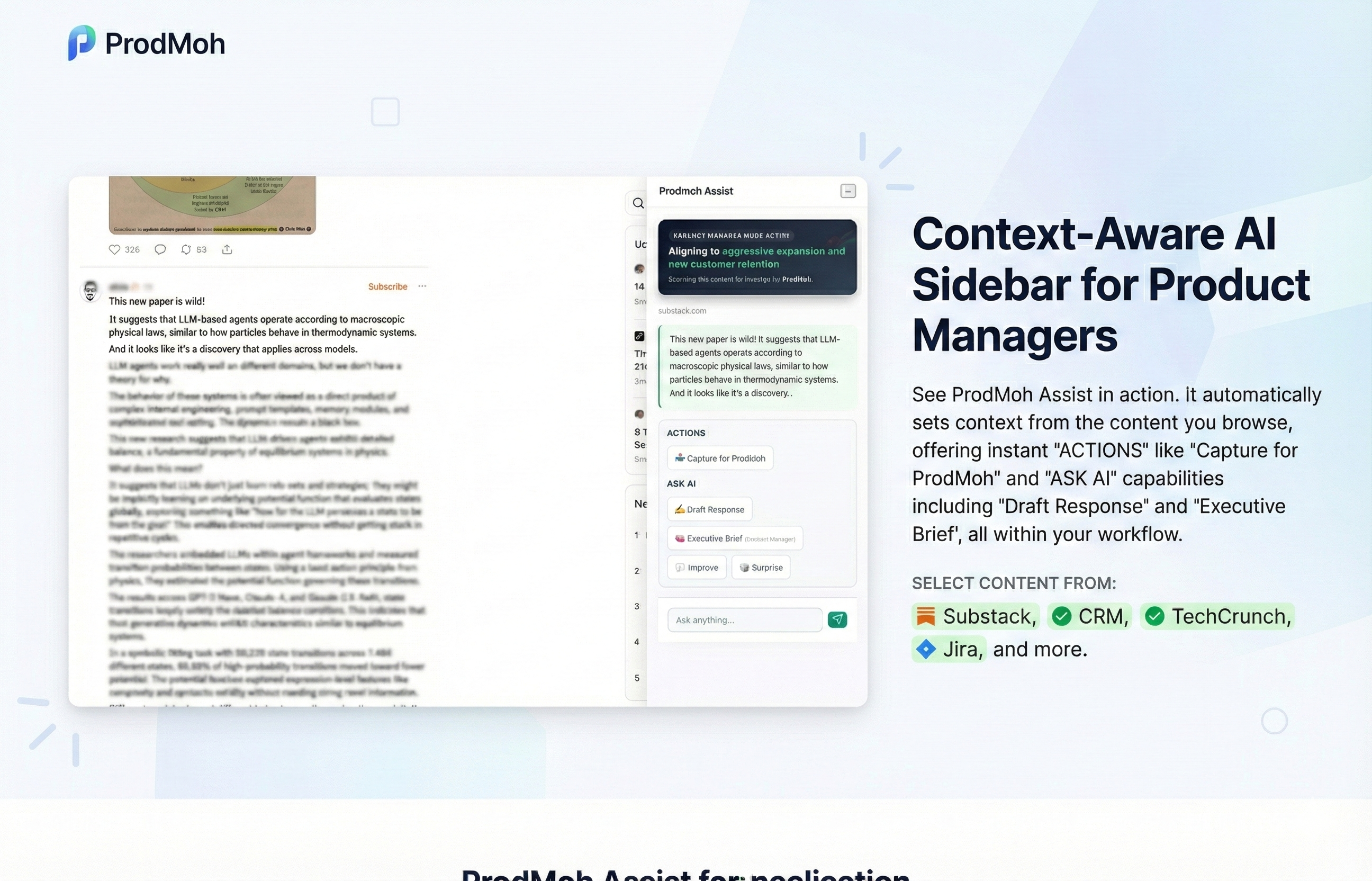 ProdMoh Chrome Extension | AI That Knows Your Business Context